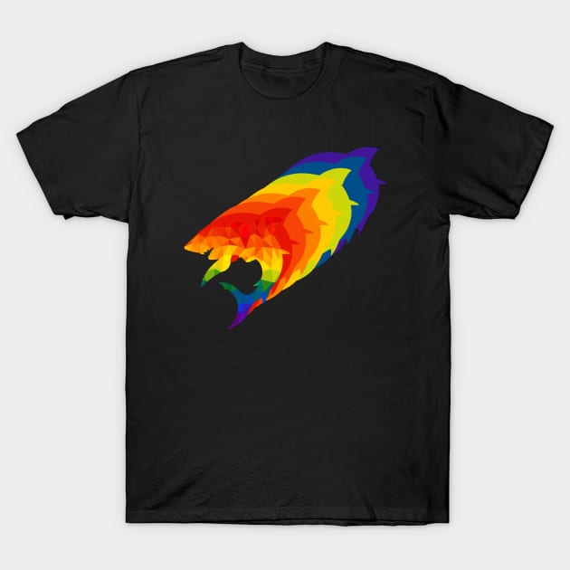 Rainbow Shark T-Shirt by Paintgolden